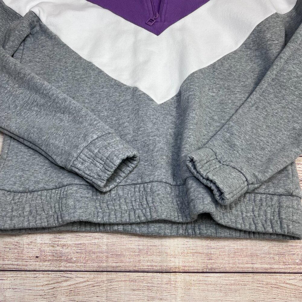 Y2K FILA Colorblock Quarter-Zip Sweatshirt | Size MED | Purple/White/Gray Fleece - Picture 9 of 12